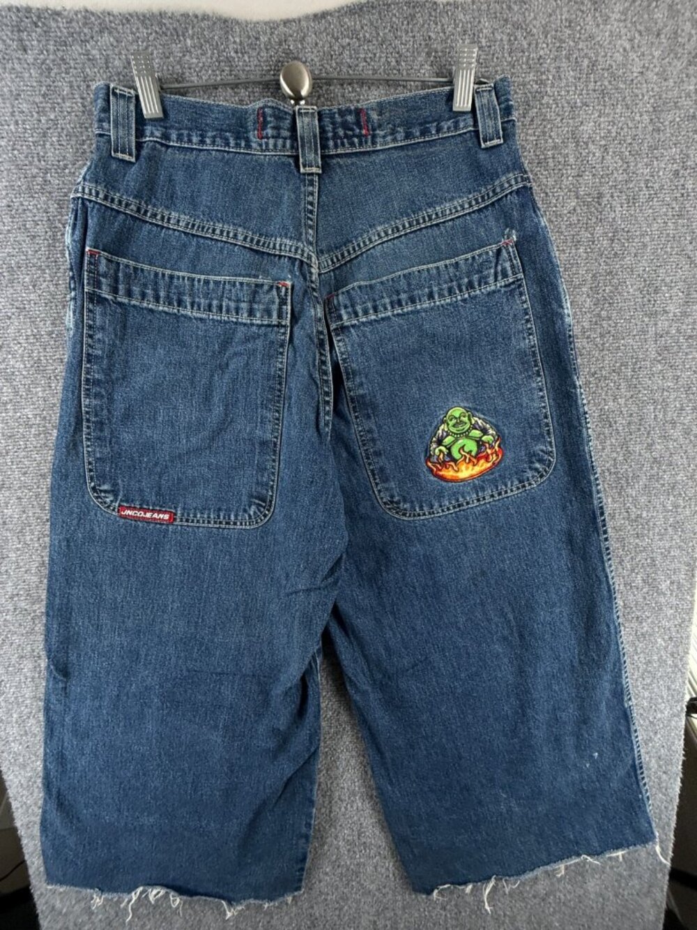 JNCO Jeans Denim Flaming Buddha Embroidered M1692DYA Blue Men Y2K ACTL 31X24